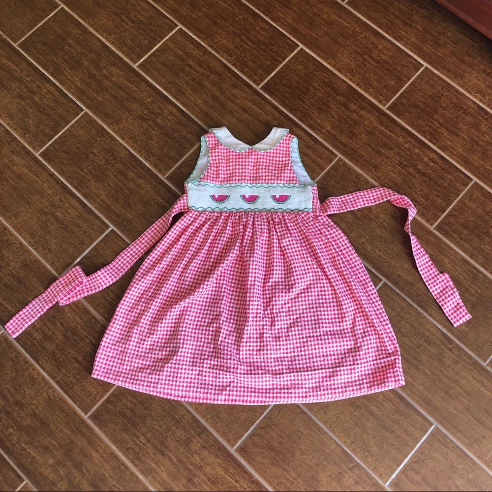 Girls watermelon smocked dress